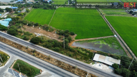 ขาย ที่ดินเปล่า ริม ถนน ทางหลวง 346 ปทุม - บางเลน หน้ากว้าง 120 เมตร รูปแปลงที่ดินสวย