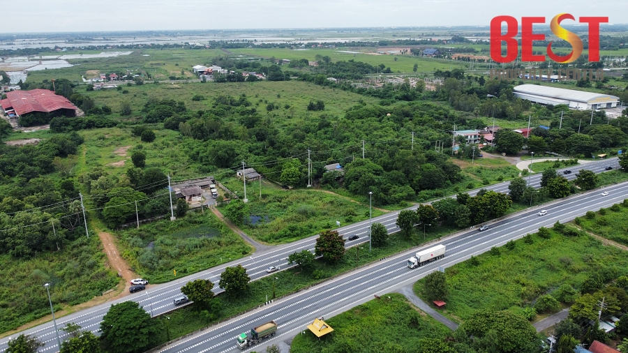 ขายที่ดิน ริมถนนสายเอเชีย ทล 32 ที่ดินถมแล้ว ต. ขวัญเมือง บางปะหัน อยุธยา